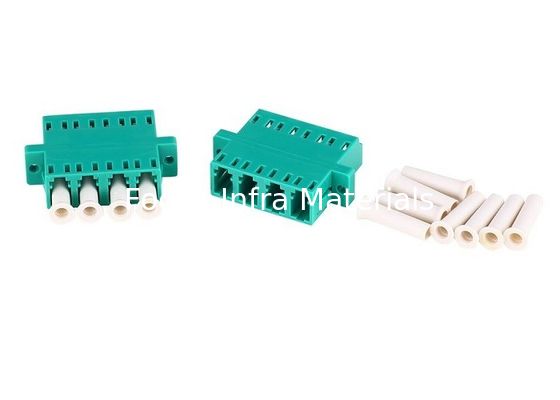 LC UPC OM3 Quad Fiber Optic Adapters Connectors With Flange